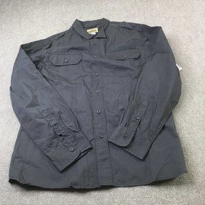 Roebucks & Co Shirts Mens Extra Large Gray Collared Long Sleeve Button Epaulette